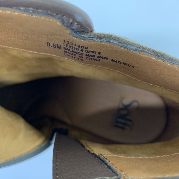 Sofft Ankle Boots suede leather Double Buckle Zip Up Taupe green 9 boho chic - Picture 6 of 10